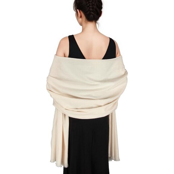 🆕 Women Cream Wedding Evening Dress Pashmina Shawl Winter Foulard Femme Wraps - Picture 1 of 6